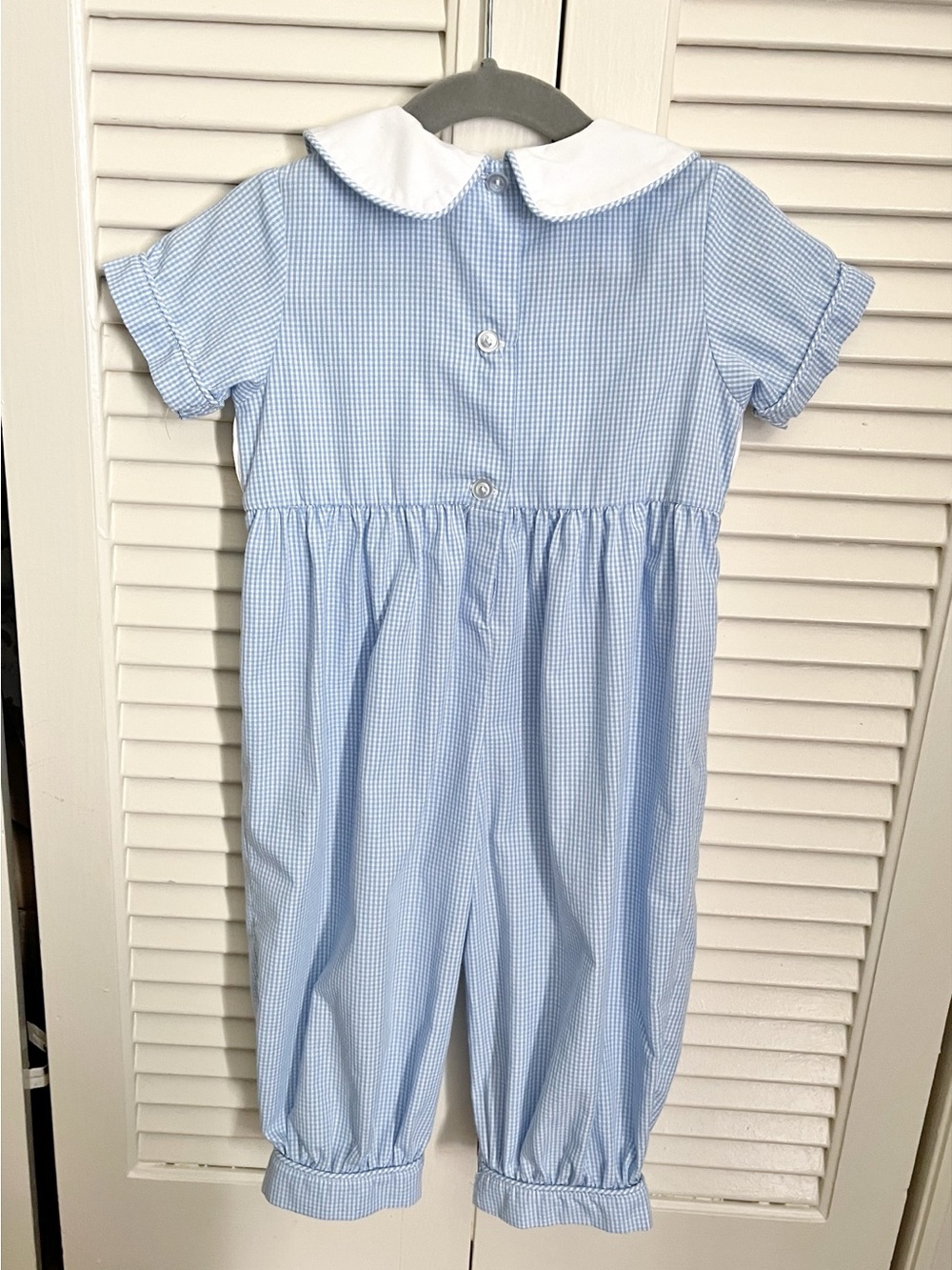 Classic Blue Smocked Puppy One-Piece for Kids - Picture 2 of 4